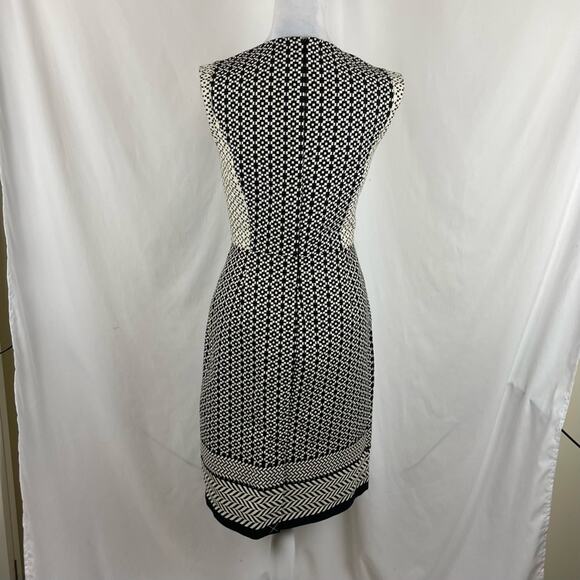 J Crew Black Cream Geometric Academia Office Sheath Dress NWT Size 8 - Picture 5 of 15